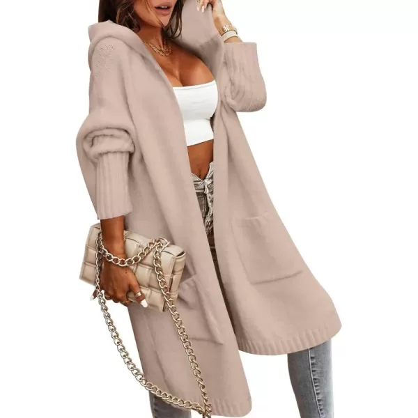 Caracilia Women's Long Cardigan Sweaters Oversized Open Front Long Sleeve Lightweight Knit Hooded Outerwear 2023 Fall Coat