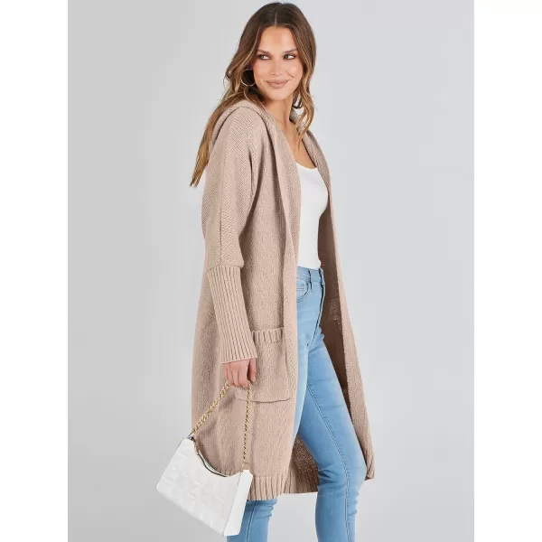 Caracilia Women's Long Cardigan Sweaters Oversized Open Front Long Sleeve Lightweight Knit Hooded Outerwear 2023 Fall Coat