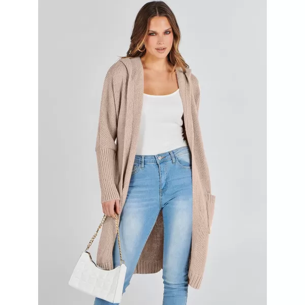 Caracilia Women's Long Cardigan Sweaters Oversized Open Front Long Sleeve Lightweight Knit Hooded Outerwear 2023 Fall Coat