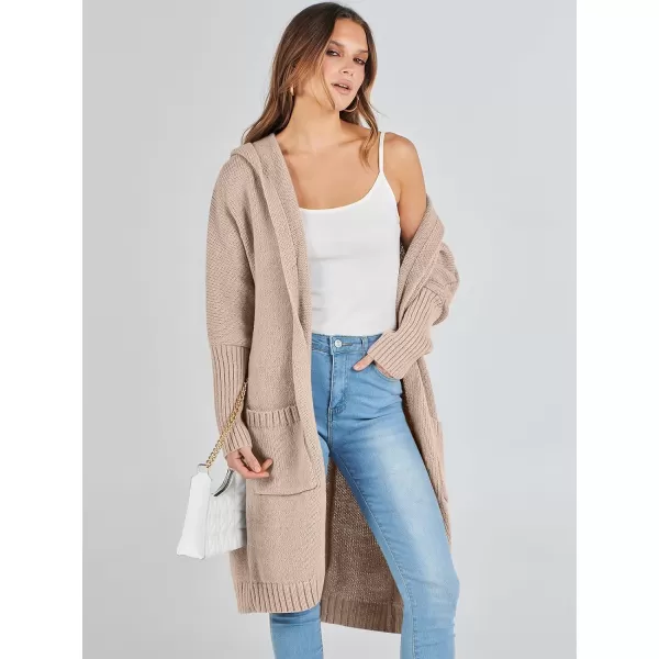 Caracilia Women's Long Cardigan Sweaters Oversized Open Front Long Sleeve Lightweight Knit Hooded Outerwear 2023 Fall Coat