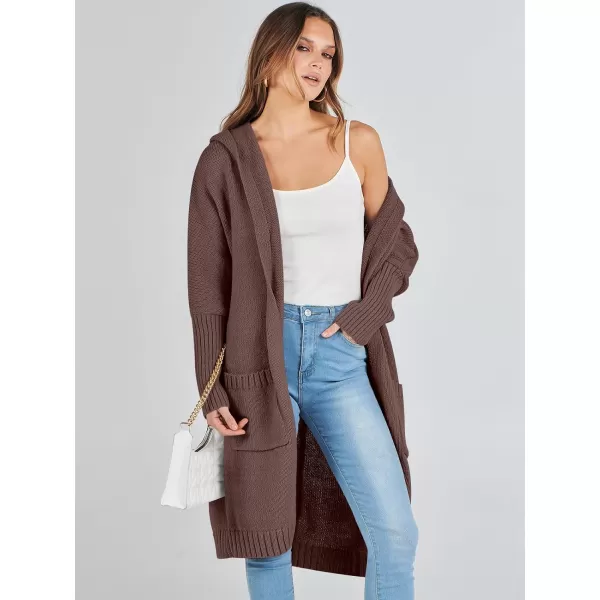 Caracilia Women's Long Cardigan Sweaters Oversized Open Front Long Sleeve Lightweight Knit Hooded Outerwear 2023 Fall Coat