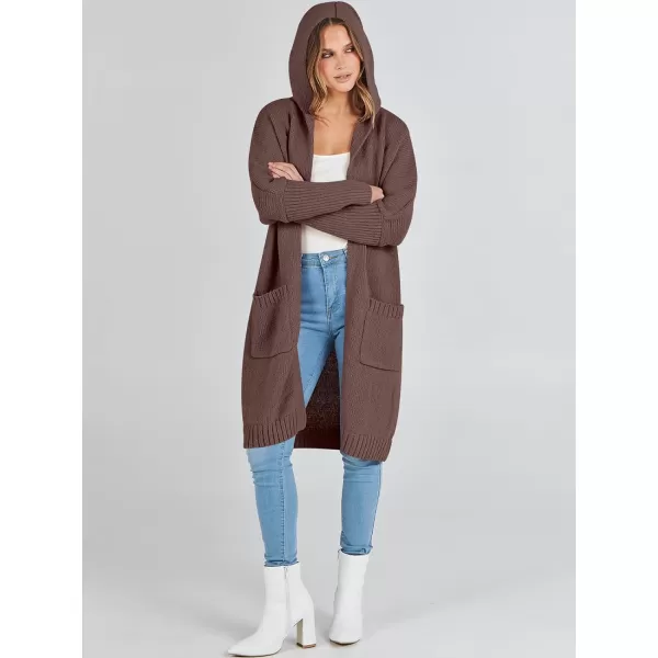 Caracilia Women's Long Cardigan Sweaters Oversized Open Front Long Sleeve Lightweight Knit Hooded Outerwear 2023 Fall Coat