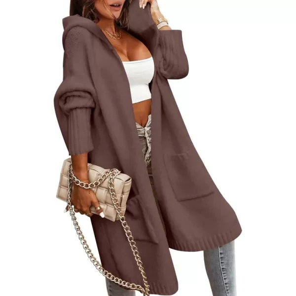 Caracilia Women's Long Cardigan Sweaters Oversized Open Front Long Sleeve Lightweight Knit Hooded Outerwear 2023 Fall Coat