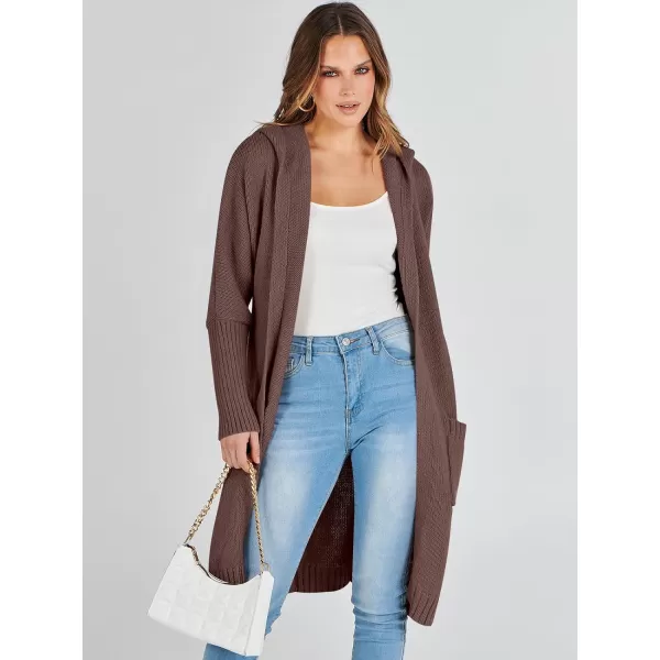 Caracilia Women's Long Cardigan Sweaters Oversized Open Front Long Sleeve Lightweight Knit Hooded Outerwear 2023 Fall Coat