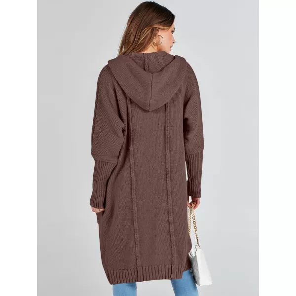 Caracilia Women's Long Cardigan Sweaters Oversized Open Front Long Sleeve Lightweight Knit Hooded Outerwear 2023 Fall Coat