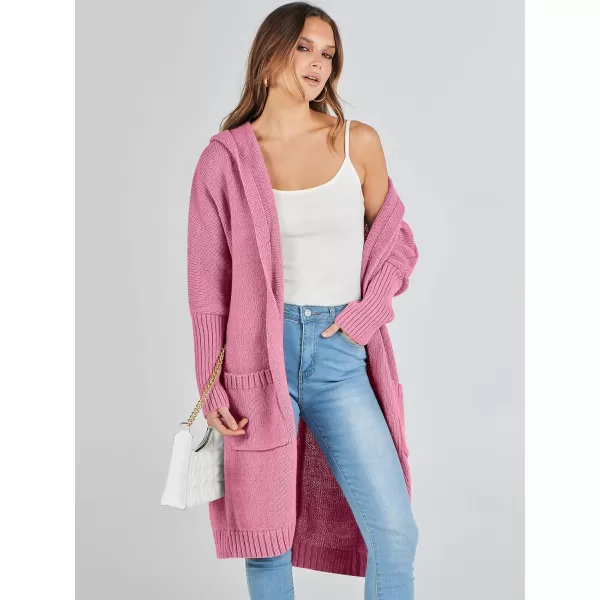 Caracilia Women's Long Cardigan Sweaters Oversized Open Front Long Sleeve Lightweight Knit Hooded Outerwear 2023 Fall Coat
