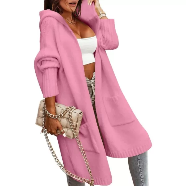 Caracilia Women's Long Cardigan Sweaters Oversized Open Front Long Sleeve Lightweight Knit Hooded Outerwear 2023 Fall Coat