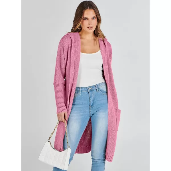 Caracilia Women's Long Cardigan Sweaters Oversized Open Front Long Sleeve Lightweight Knit Hooded Outerwear 2023 Fall Coat