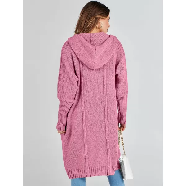 Caracilia Women's Long Cardigan Sweaters Oversized Open Front Long Sleeve Lightweight Knit Hooded Outerwear 2023 Fall Coat