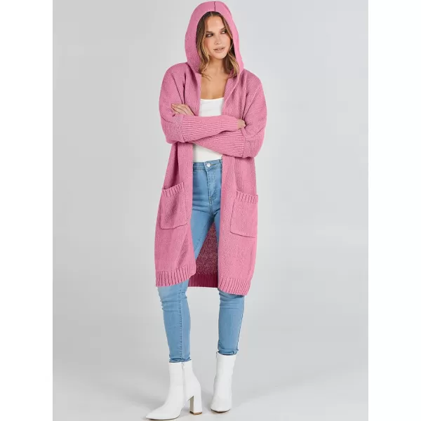 Caracilia Women's Long Cardigan Sweaters Oversized Open Front Long Sleeve Lightweight Knit Hooded Outerwear 2023 Fall Coat