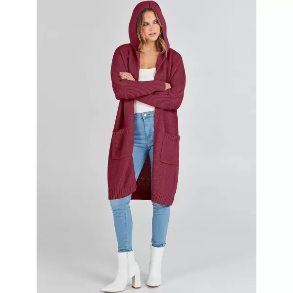 Caracilia Women's Long Cardigan Sweaters Oversized Open Front Long Sleeve Lightweight Knit Hooded Outerwear 2023 Fall Coat