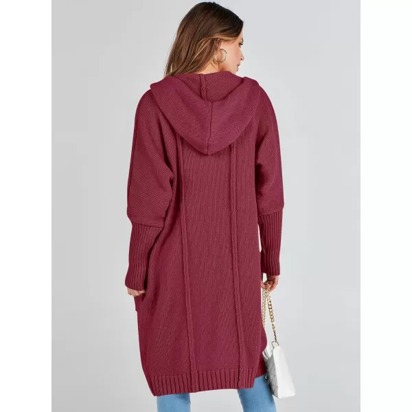 Caracilia Women's Long Cardigan Sweaters Oversized Open Front Long Sleeve Lightweight Knit Hooded Outerwear 2023 Fall Coat