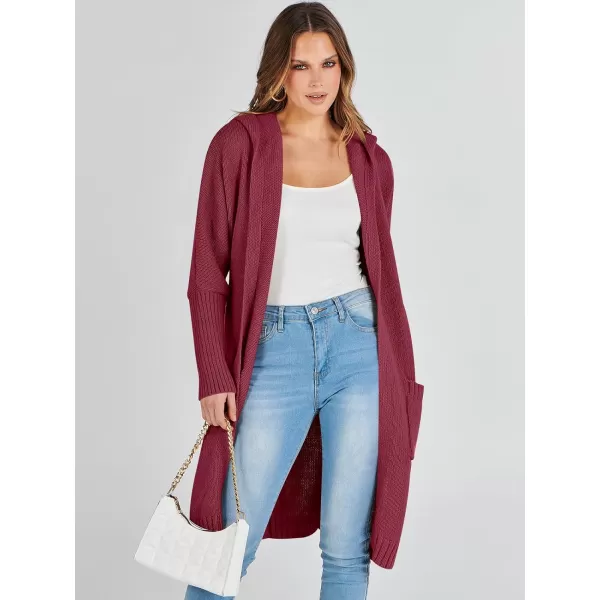 Caracilia Women's Long Cardigan Sweaters Oversized Open Front Long Sleeve Lightweight Knit Hooded Outerwear 2023 Fall Coat