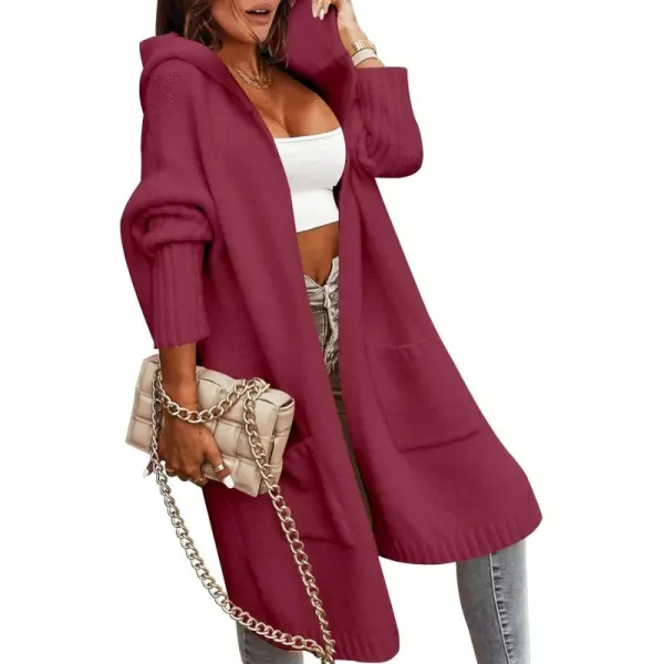 Caracilia Women's Long Cardigan Sweaters Oversized Open Front Long Sleeve Lightweight Knit Hooded Outerwear 2023 Fall Coat