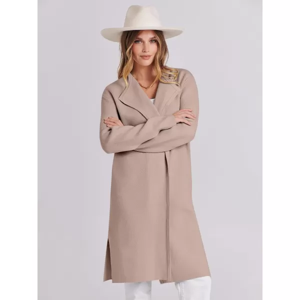 Caracilia Womens Long Knit Cardigan Sweaters Oversized Open Front Long Sleeve Lapel Casual Jacket Fall Coat Dressy Coatigan
