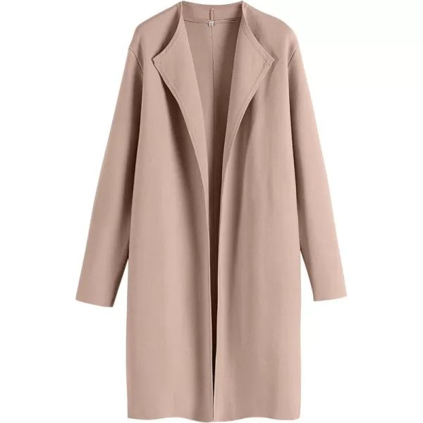 Caracilia Womens Long Knit Cardigan Sweaters Oversized Open Front Long Sleeve Lapel Casual Jacket Fall Coat Dressy Coatigan