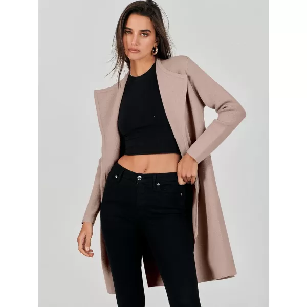 Caracilia Womens Long Knit Cardigan Sweaters Oversized Open Front Long Sleeve Lapel Casual Jacket Fall Coat Dressy Coatigan