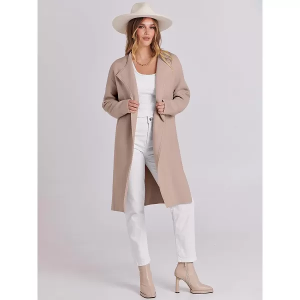 Caracilia Womens Long Knit Cardigan Sweaters Oversized Open Front Long Sleeve Lapel Casual Jacket Fall Coat Dressy Coatigan