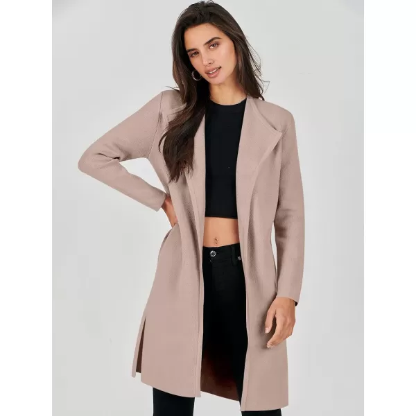 Caracilia Womens Long Knit Cardigan Sweaters Oversized Open Front Long Sleeve Lapel Casual Jacket Fall Coat Dressy Coatigan