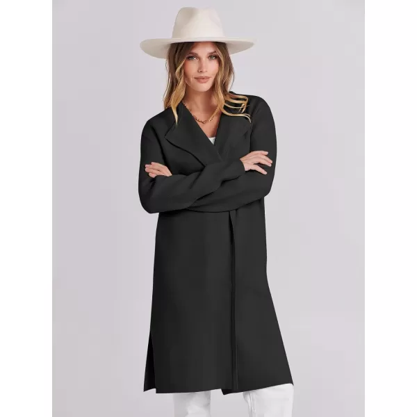 Caracilia Womens Long Knit Cardigan Sweaters Oversized Open Front Long Sleeve Lapel Casual Jacket Fall Coat Dressy Coatigan