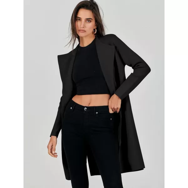 Caracilia Womens Long Knit Cardigan Sweaters Oversized Open Front Long Sleeve Lapel Casual Jacket Fall Coat Dressy Coatigan