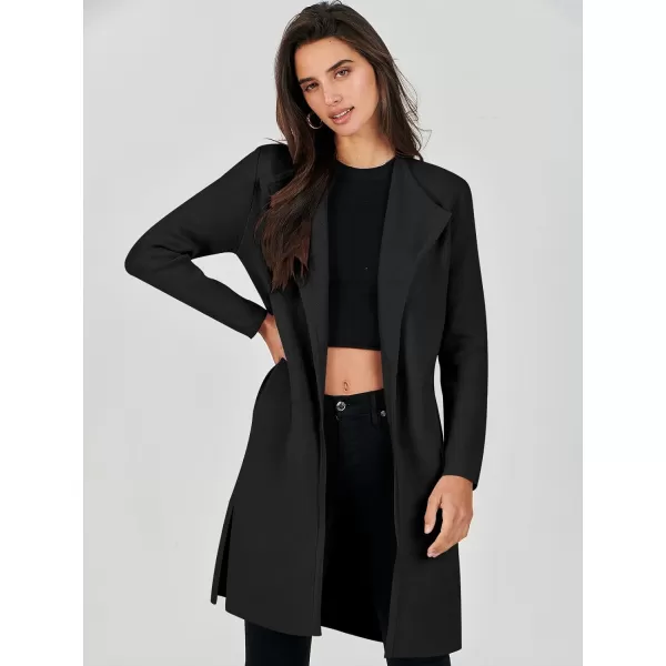 Caracilia Womens Long Knit Cardigan Sweaters Oversized Open Front Long Sleeve Lapel Casual Jacket Fall Coat Dressy Coatigan