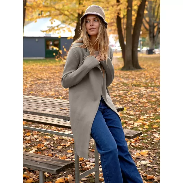 Caracilia Womens Long Knit Cardigan Sweaters Oversized Open Front Long Sleeve Lapel Casual Jacket Fall Coat Dressy Coatigan