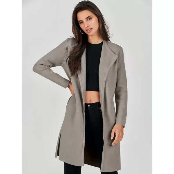 Caracilia Womens Long Knit Cardigan Sweaters Oversized Open Front Long Sleeve Lapel Casual Jacket Fall Coat Dressy Coatigan