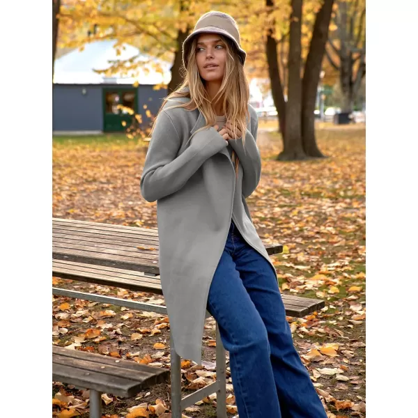 Caracilia Womens Long Knit Cardigan Sweaters Oversized Open Front Long Sleeve Lapel Casual Jacket Fall Coat Dressy Coatigan