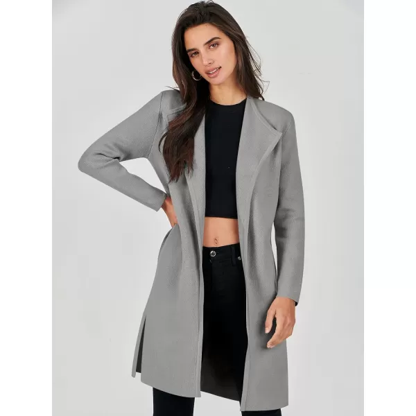 Caracilia Womens Long Knit Cardigan Sweaters Oversized Open Front Long Sleeve Lapel Casual Jacket Fall Coat Dressy Coatigan