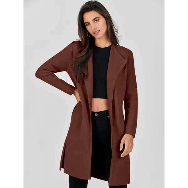 Caracilia Womens Long Knit Cardigan Sweaters Oversized Open Front Long Sleeve Lapel Casual Jacket Fall Coat Dressy Coatigan