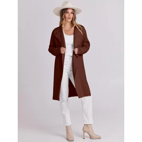 Caracilia Womens Long Knit Cardigan Sweaters Oversized Open Front Long Sleeve Lapel Casual Jacket Fall Coat Dressy Coatigan