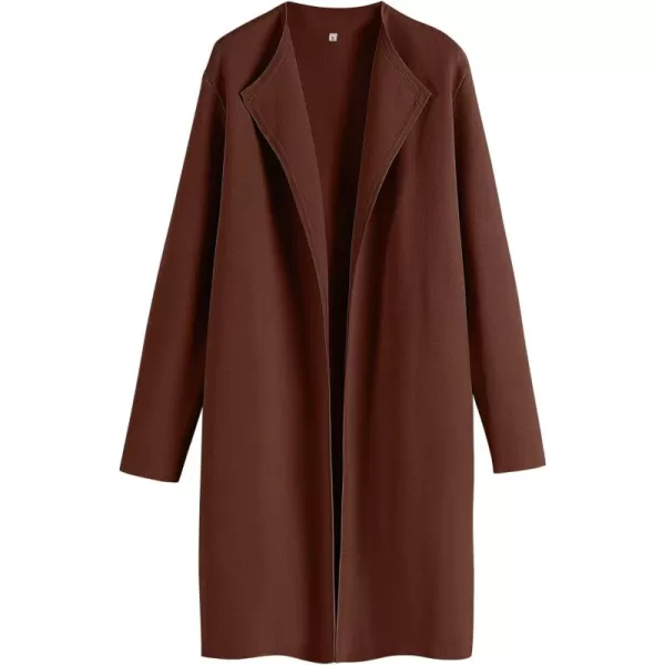 Caracilia Womens Long Knit Cardigan Sweaters Oversized Open Front Long Sleeve Lapel Casual Jacket Fall Coat Dressy Coatigan