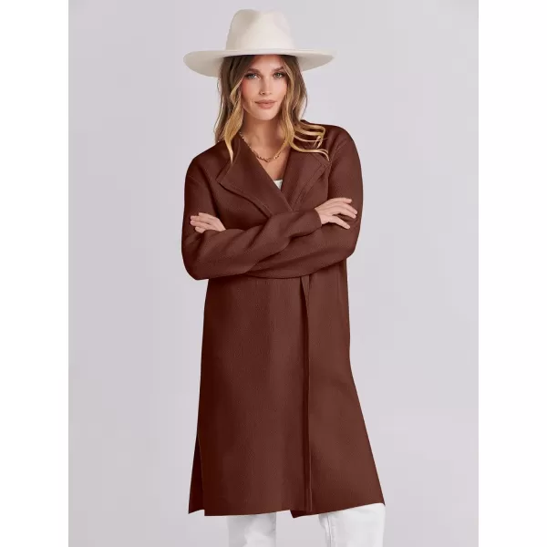Caracilia Womens Long Knit Cardigan Sweaters Oversized Open Front Long Sleeve Lapel Casual Jacket Fall Coat Dressy Coatigan