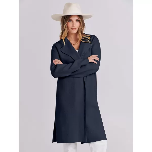 Caracilia Womens Long Knit Cardigan Sweaters Oversized Open Front Long Sleeve Lapel Casual Jacket Fall Coat Dressy Coatigan