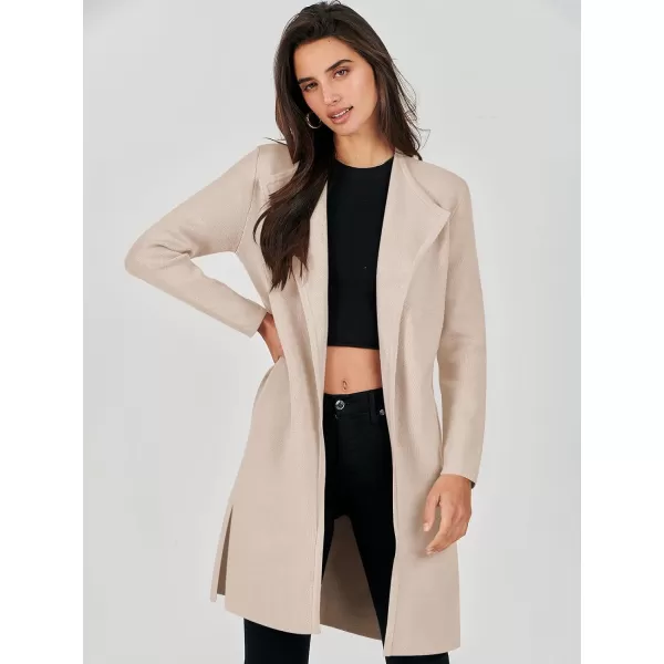 Caracilia Womens Long Knit Cardigan Sweaters Oversized Open Front Long Sleeve Lapel Casual Jacket Fall Coat Dressy Coatigan