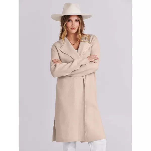 Caracilia Womens Long Knit Cardigan Sweaters Oversized Open Front Long Sleeve Lapel Casual Jacket Fall Coat Dressy Coatigan