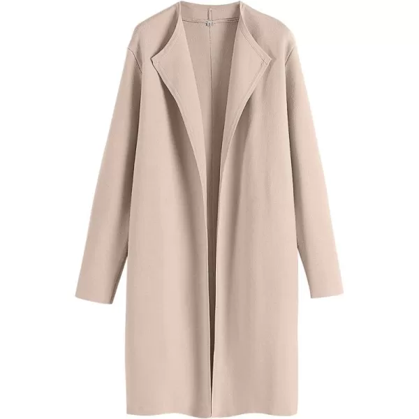 Caracilia Womens Long Knit Cardigan Sweaters Oversized Open Front Long Sleeve Lapel Casual Jacket Fall Coat Dressy Coatigan