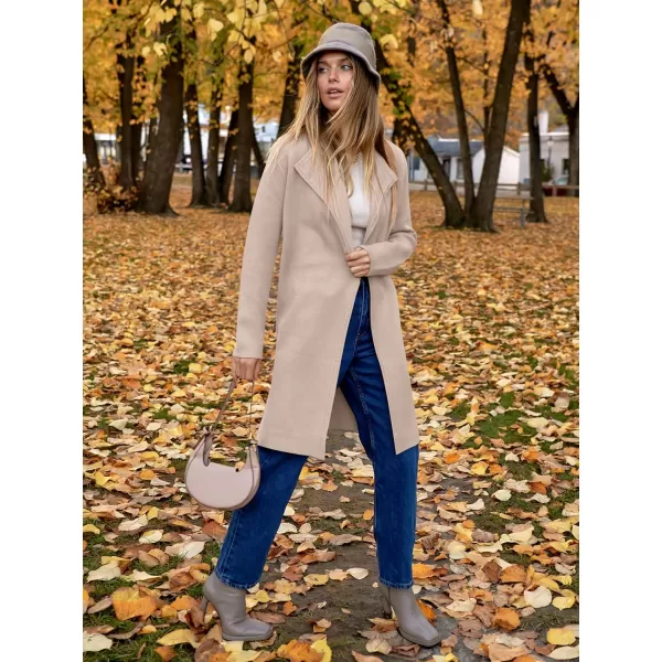 Caracilia Womens Long Knit Cardigan Sweaters Oversized Open Front Long Sleeve Lapel Casual Jacket Fall Coat Dressy Coatigan