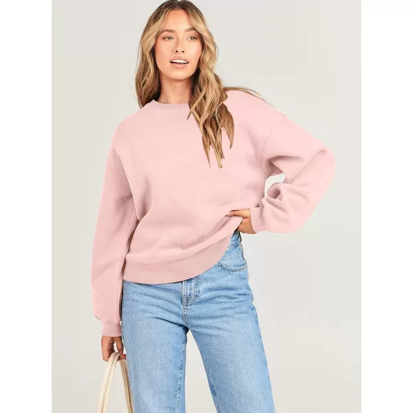 Caracilia Women's Long Sleeve Sweatshirts Crewneck Casual Loose Fit Pullover Fleece Hoodie 2023 Fall Trendy Clothes