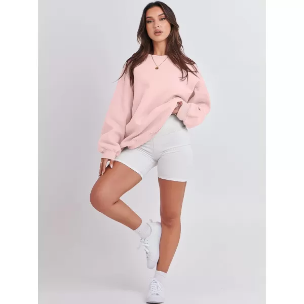 Caracilia Women's Long Sleeve Sweatshirts Crewneck Casual Loose Fit Pullover Fleece Hoodie 2023 Fall Trendy Clothes