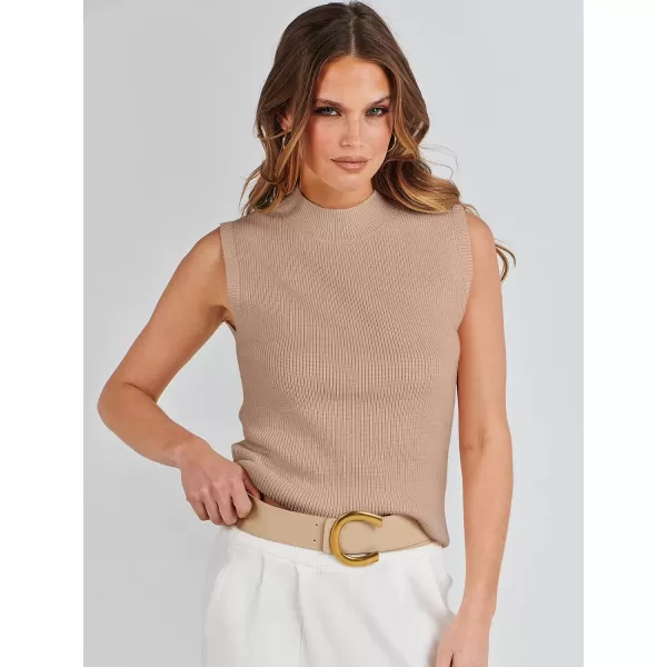 Caracilia Women's Mock Neck Sweater Vest Casual Sleeveless Ribbed Knit Pullover Tank Tops 2023 Fashion Clothes
