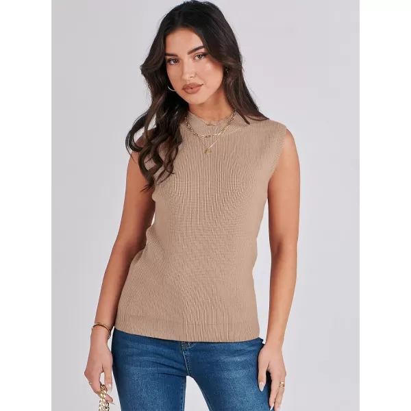 Caracilia Women's Mock Neck Sweater Vest Casual Sleeveless Ribbed Knit Pullover Tank Tops 2023 Fashion Clothes
