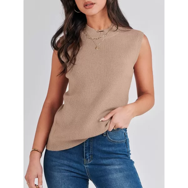 Caracilia Women's Mock Neck Sweater Vest Casual Sleeveless Ribbed Knit Pullover Tank Tops 2023 Fashion Clothes