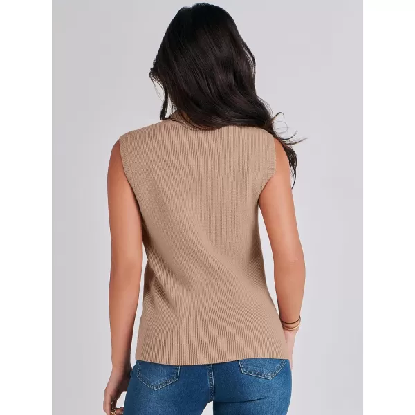 Caracilia Women's Mock Neck Sweater Vest Casual Sleeveless Ribbed Knit Pullover Tank Tops 2023 Fashion Clothes