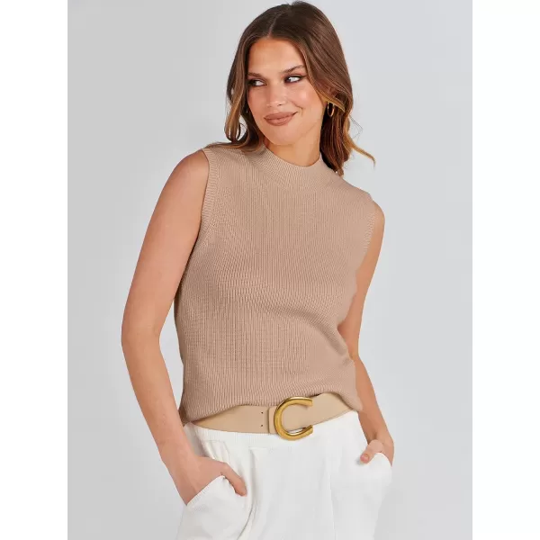 Caracilia Women's Mock Neck Sweater Vest Casual Sleeveless Ribbed Knit Pullover Tank Tops 2023 Fashion Clothes