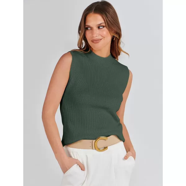 Caracilia Women's Mock Neck Sweater Vest Casual Sleeveless Ribbed Knit Pullover Tank Tops 2023 Fashion Clothes