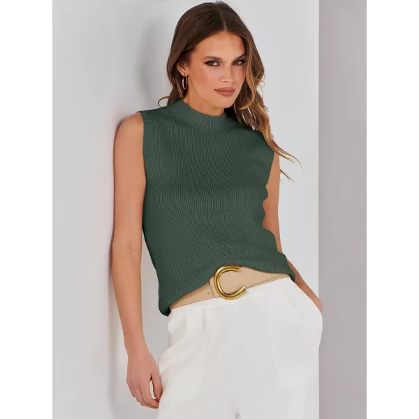 Caracilia Women's Mock Neck Sweater Vest Casual Sleeveless Ribbed Knit Pullover Tank Tops 2023 Fashion Clothes