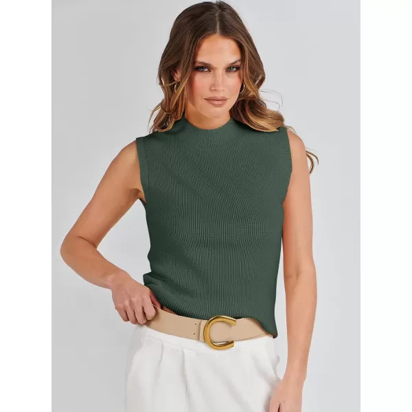 Caracilia Women's Mock Neck Sweater Vest Casual Sleeveless Ribbed Knit Pullover Tank Tops 2023 Fashion Clothes