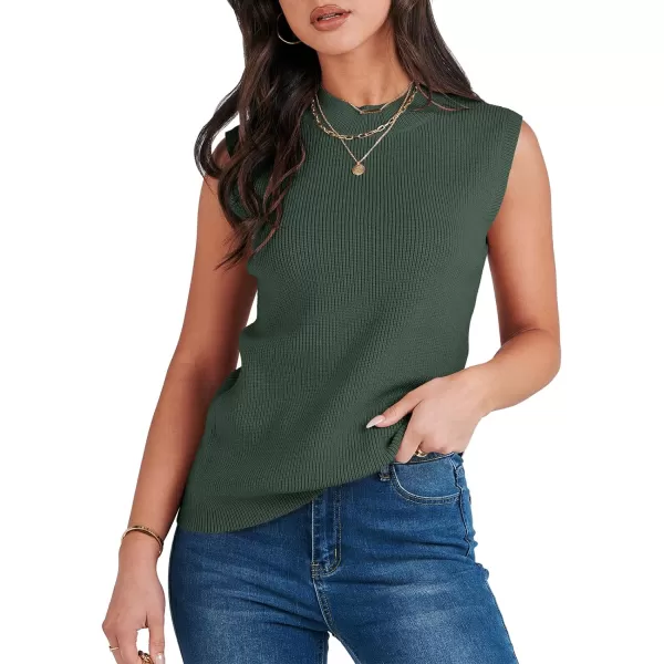 Caracilia Women's Mock Neck Sweater Vest Casual Sleeveless Ribbed Knit Pullover Tank Tops 2023 Fashion Clothes